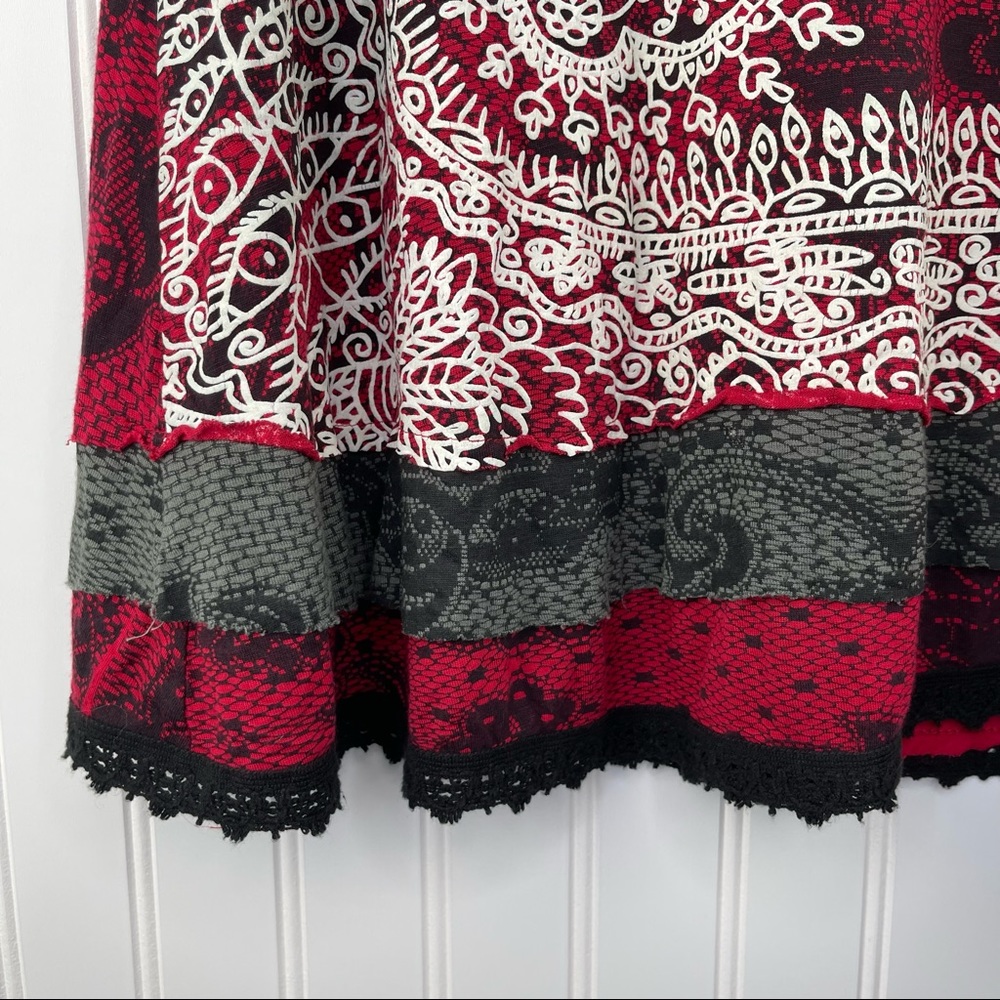 Desigual Deliney A-Line Red Lace Trim Skirt Size Small - Picture 2 of 7